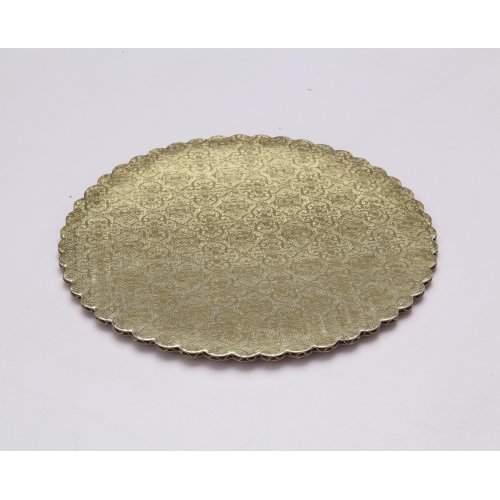 C-Flute Gold/Kraft Scalloped Cake Circles - 8"
