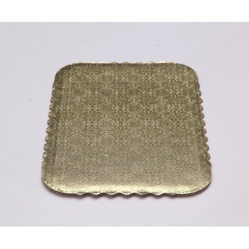 Single Wall Gold/Kraft Scalloped Cake Pads - 1/4 sheet