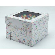 White/Kraft E-Flute Party Cake Box w/window - 14x14x8